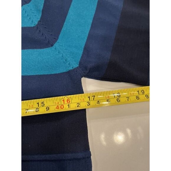 Max Studio Women’s Knit Striped Sweater Dress Sz L Blue Teal Stretch - Picture 6 of 8